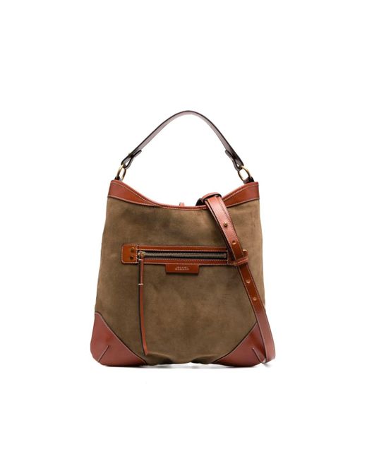 Isabel Marant Brown Botsy Logo Detailed Shoulder Bag