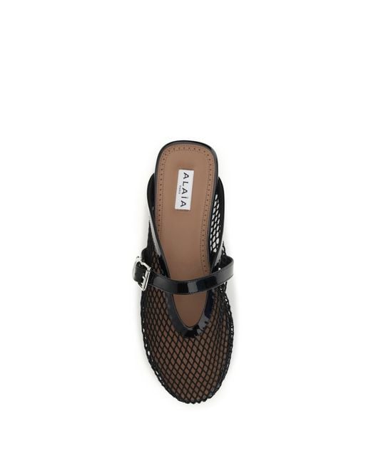 Alaïa Black Mules Mesh Calf Leather Sandal