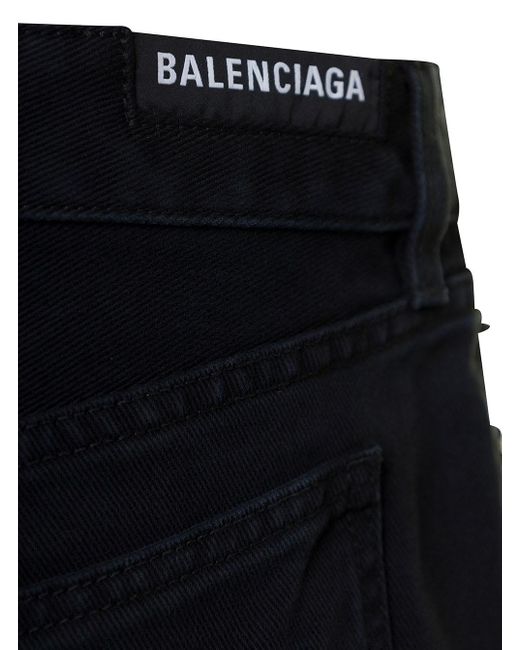 Balenciaga Black Miniskirt With Raw-cut Hem In Cotton Woman