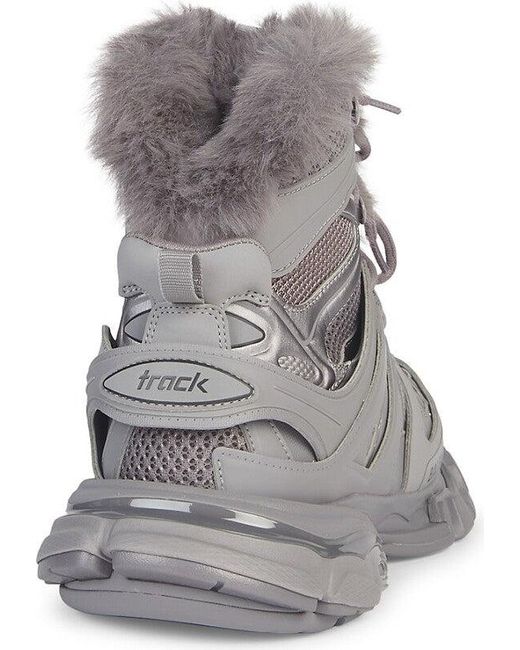 Balenciaga Gray Track Hike Faux Fur-Lined Sneakers