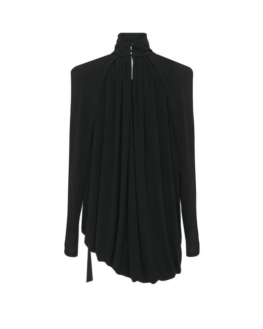 Saint Laurent Black Draped Satin Mini Dress