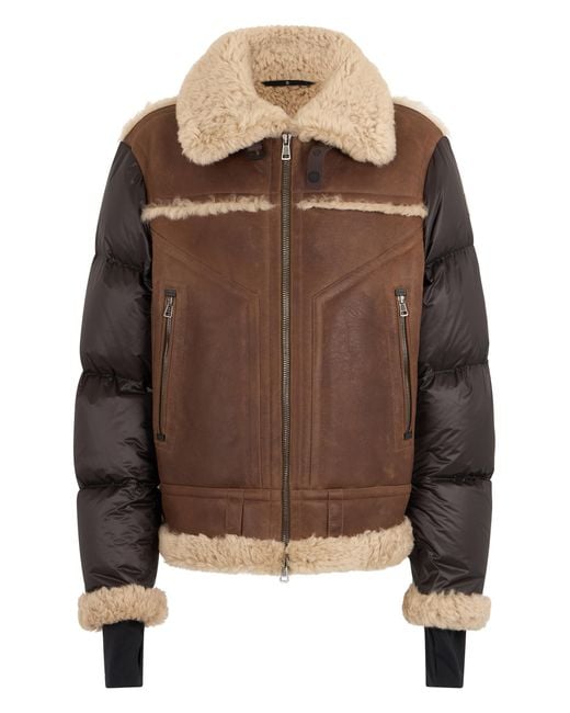 Moncler Brown Padded Jacket Argens Nappa & Shearling Polyamide Down for men