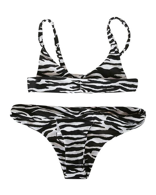 The Attico Black Zebra Patterned Bikini Set