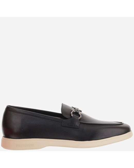 Ferragamo Black Calf Leather Loafers for men