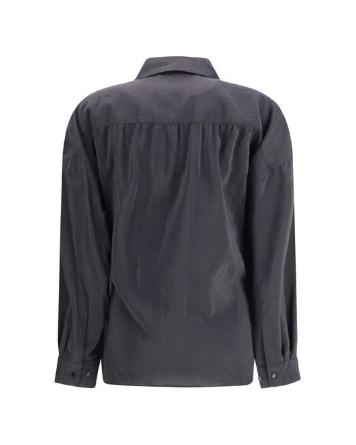 Lemaire Gray Draped Shirt Silk; Polyamide