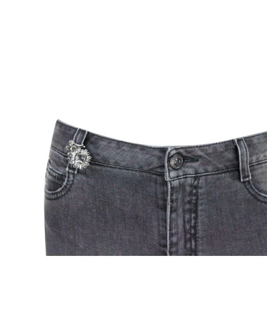 Ermanno Scervino Blue High-Waisted Stretch Denim Jeans With Fake Tears