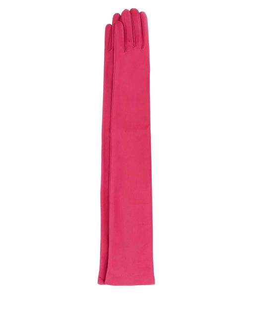 Balenciaga Pink Fuchsia Leather Gloves