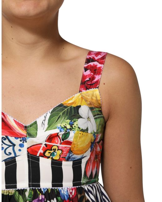 Dolce & Gabbana Multicolor Patchwork Cotton Alinemini Dress