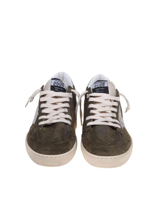 Golden Goose Deluxe Brand Brown Ball Star Sneakers In Olive Green Suede for men