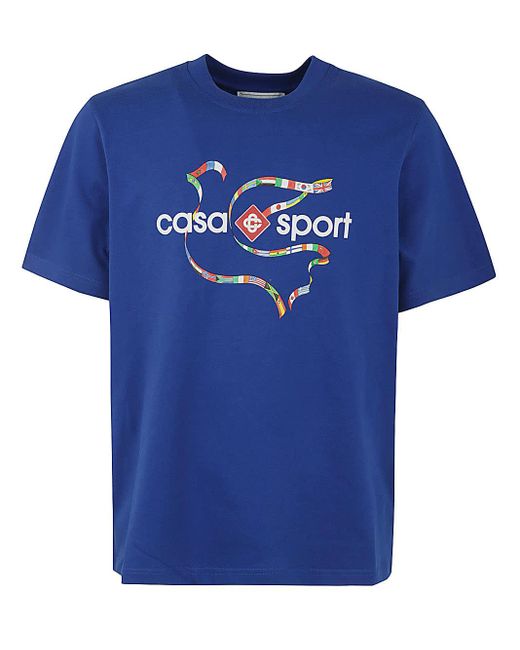 Casablancabrand Blue Printed T-Shirt for men
