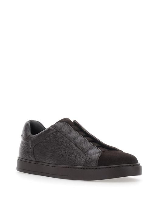 Doucal's Black Sneakers Spencer Calfskin Calf Trainers for men