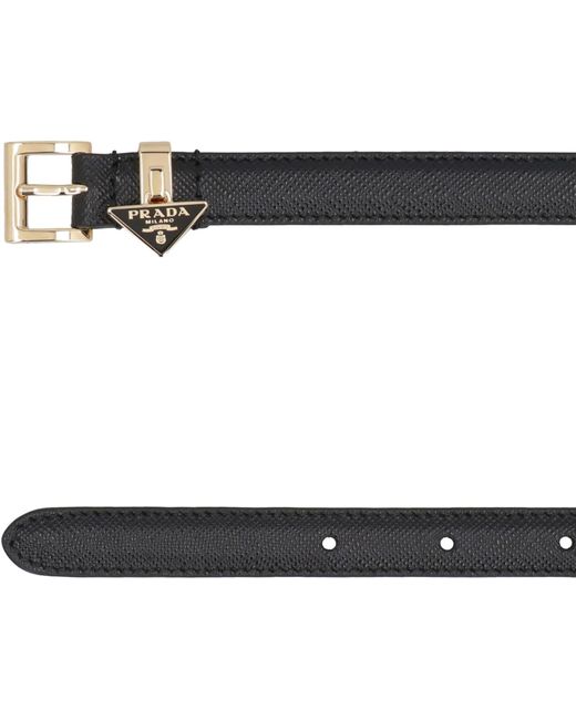 Prada Black Saffiano Print Leather Belt