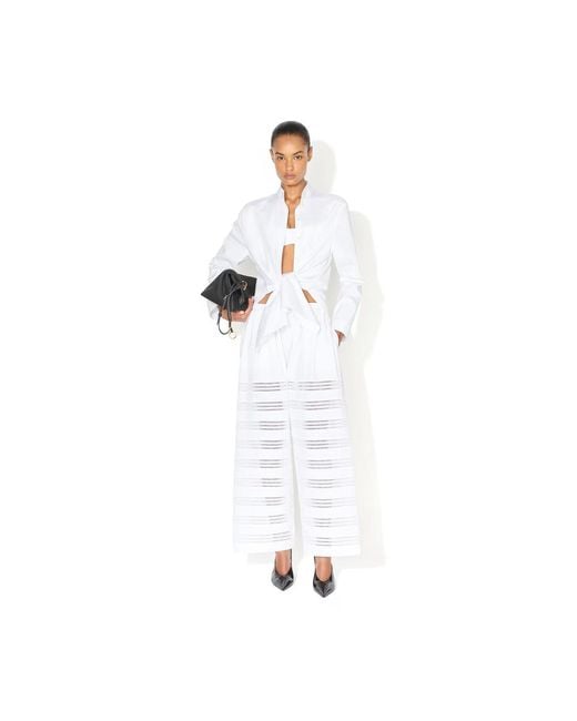 Maison AlaïA White Pantalon Rond En Coton Poplin Blanc Trousers