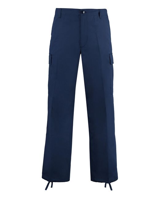 KENZO Blue Cotton Cargo Trousers for men