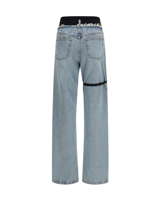 ALAINPAUL Blue High-Waisted Jeans With Elastic Cotton