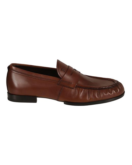 Tod's Brown Logo Stamp Classic Loafers for men