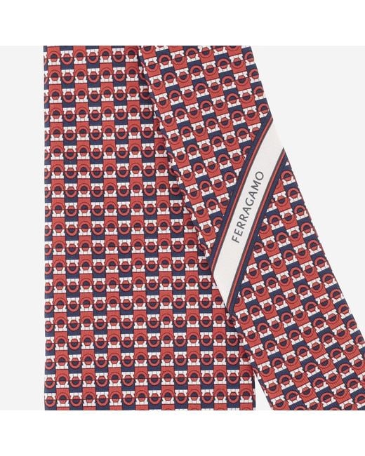 Ferragamo Purple Silk Tie With Geometric Pattern Ties & Bow for men