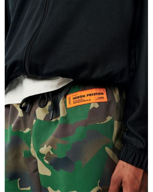 Heron Preston Blue Camouflage Logo Patch Swim Shorts Clothing Beachwear for men
