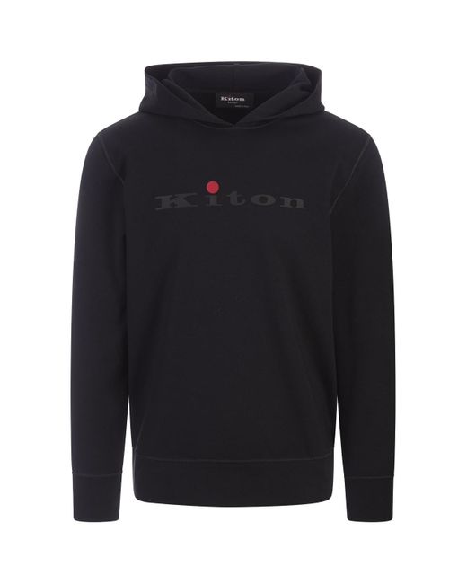 Kiton Blue Hoodie With Logo for men
