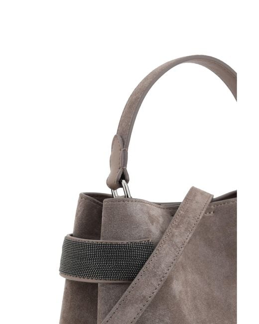 Brunello Cucinelli Gray Leather Handbag