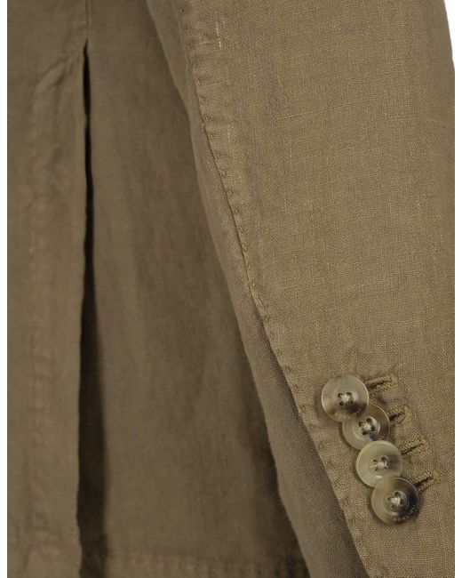 Boglioli Green Khaki Linen Regular Fit Blazer for men
