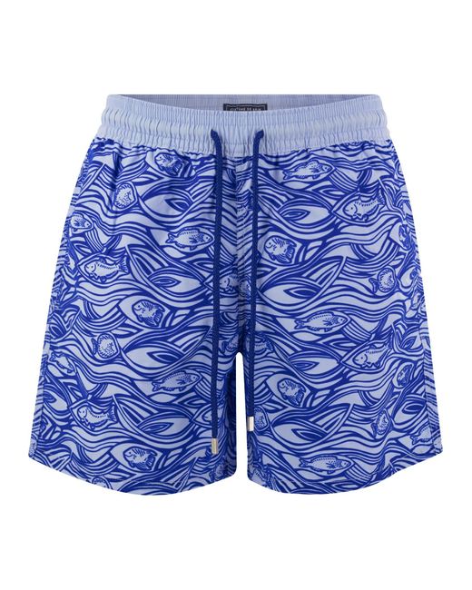 Vilebrequin Blue Flocked Aquarium Swimming Shorts for men