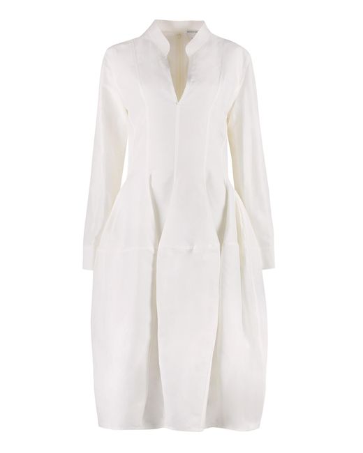 Bottega Veneta White Dress Linen-Viscose Blend