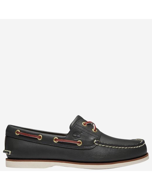 Timberland Black Boat Shoes Classic Leather for men
