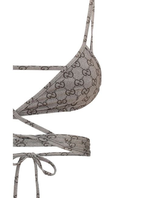 Gucci Gray Stretch Jersey Bikini-Ebony Polyester Swimwear