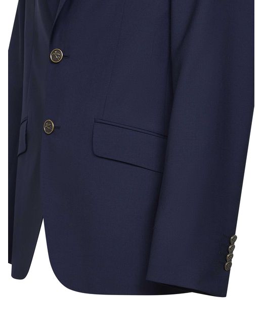 Etro Blue Wool Single-Breasted Jacket for men
