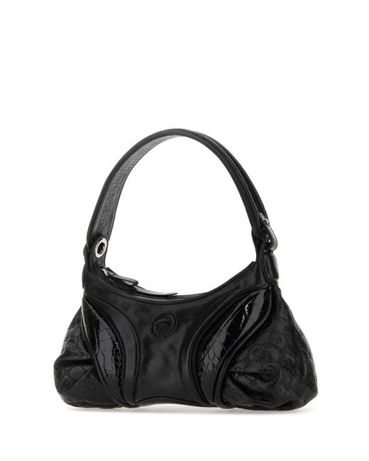 MARINE SERRE Black Leather Stardust Handbag
