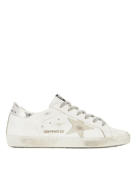 Golden Goose Deluxe Brand White Super-Star Leather Upper Suede Star Piper Print Heel