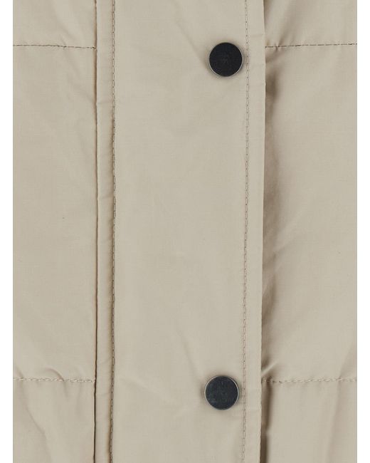 Brunello Cucinelli Gray Puffer Jacket Cotton