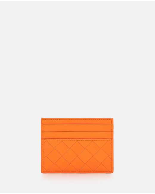 Bottega Veneta Orange Intrecciato Classic Cardholder for men