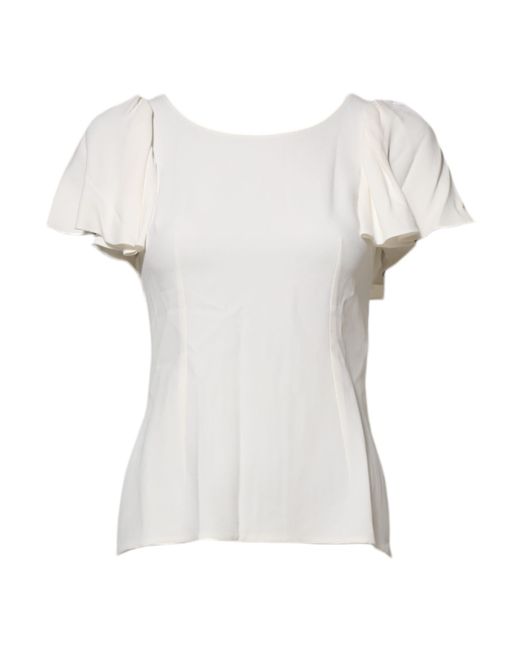 Dolce & Gabbana White Flutter Sleeve Top