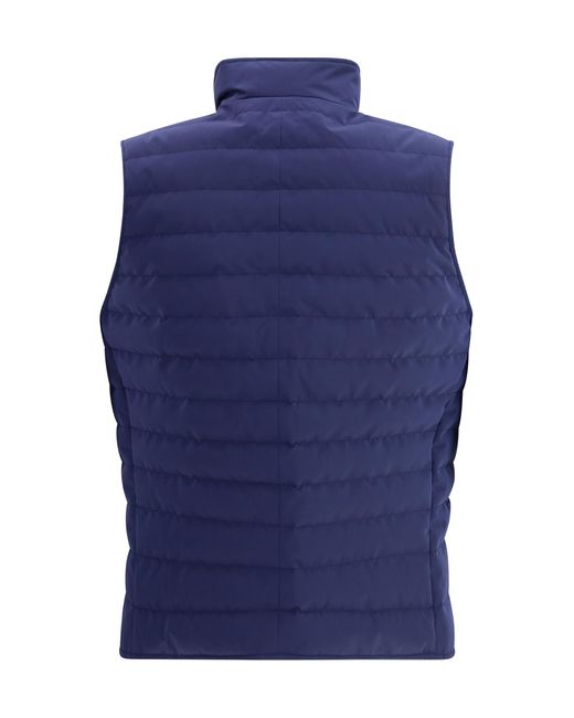 Brunello Cucinelli Blue Quilted Vest Jacket Polyester; Polyamide Down for men