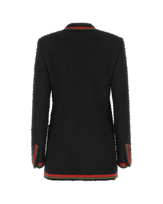 Gucci Black Web Motif Tweed Blazer Jacket
