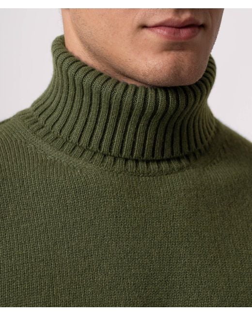 Larusmiani Green Turtleneck Sweater Diablerets Sweater for men