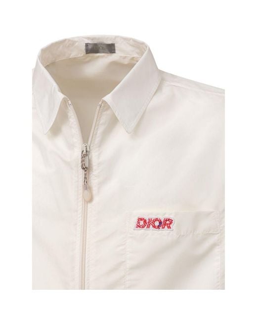 Dior White Polyester Shortsleeve Shirt for men