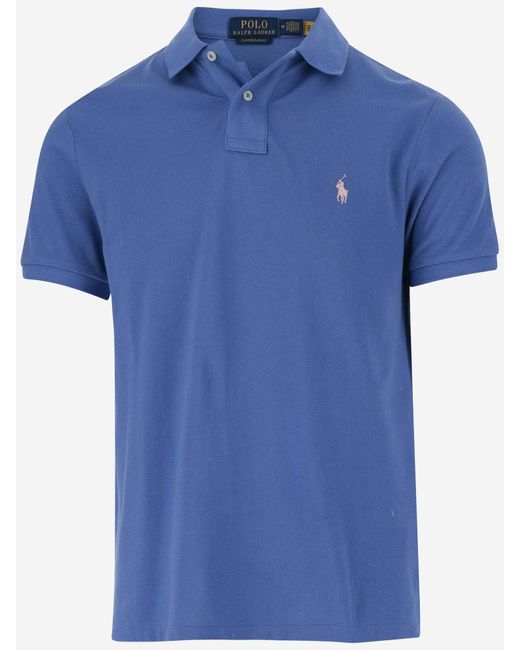Ralph Lauren Blue Cotton Polo Shirt With Logo for men