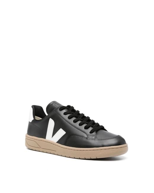 Veja Black V-12 Leather Sneakers Shoes