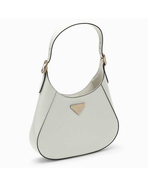 Prada Gray Cleo White Leather Shoulder Bag - White