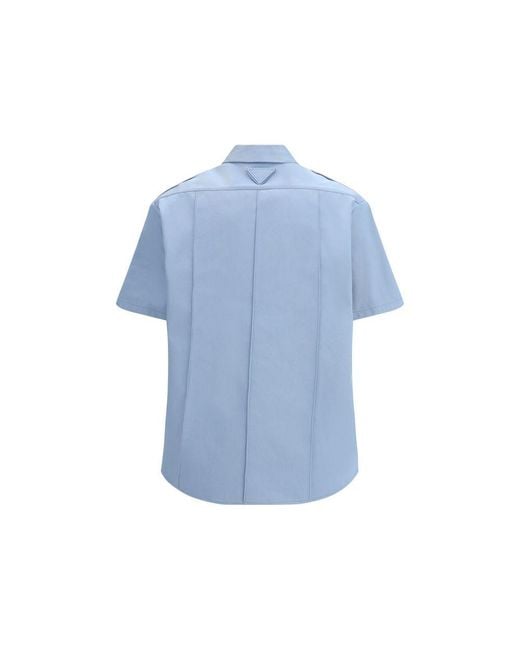 Prada Blue Cotton Shortsleeve Shirt