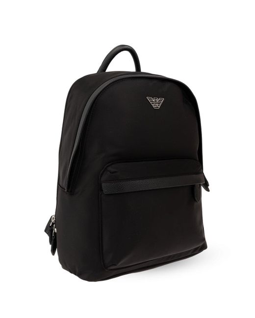 Emporio Armani Black 'sustainable' Collection Backpack,
