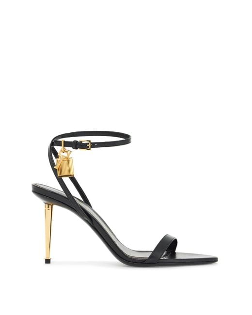 Tom Ford White Goat Leather Sandals With 10 Cm Stiletto Heel And Ankle Strap