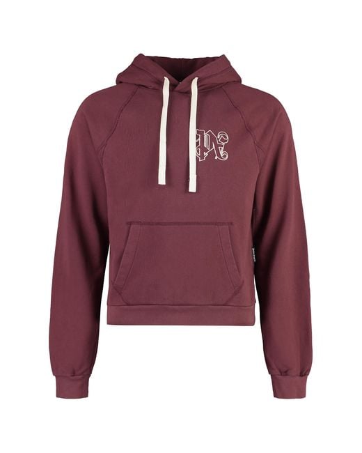 Palm Angels Red Cotton Hoodie Elastane Jumpers for men