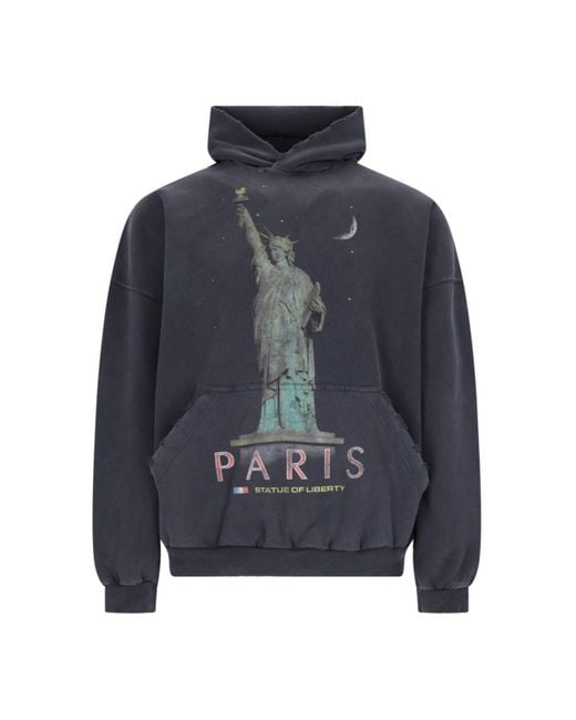 Balenciaga Blue Paris Liberty Hoodie for men