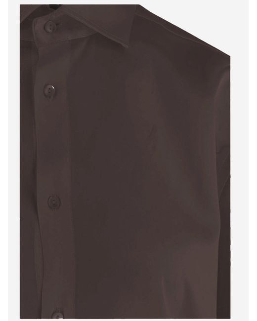 HER SHIRT HER DRESS Brown Stretch Silk Shirt Ludovica