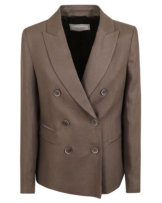Peserico Brown Blazer Gabardina