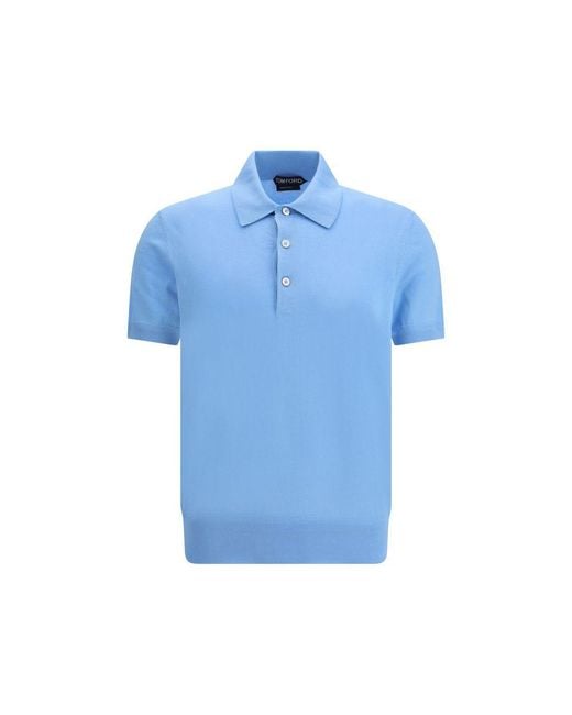 Tom Ford Blue Cotton Polo Shirt for men